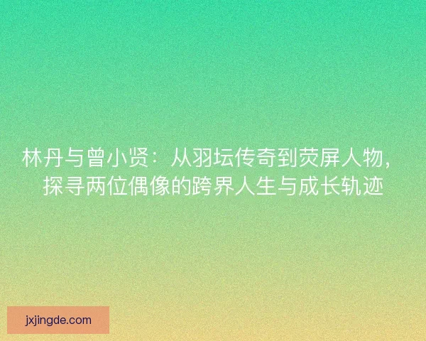 林丹与曾小贤：从羽坛传奇到荧屏人物，探寻两位偶像的跨界人生与成长轨迹