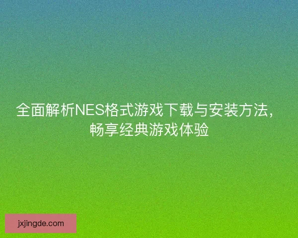 全面解析NES格式游戏下载与安装方法,畅享经典游戏体验 全面解析NES格式游戏下载与安装方法,畅享经典游戏体验